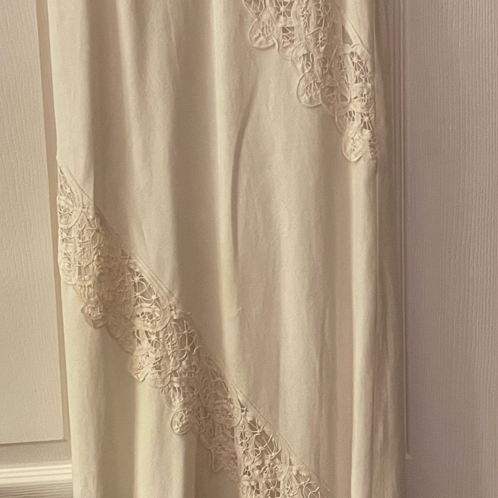 White lace and linen full length dress